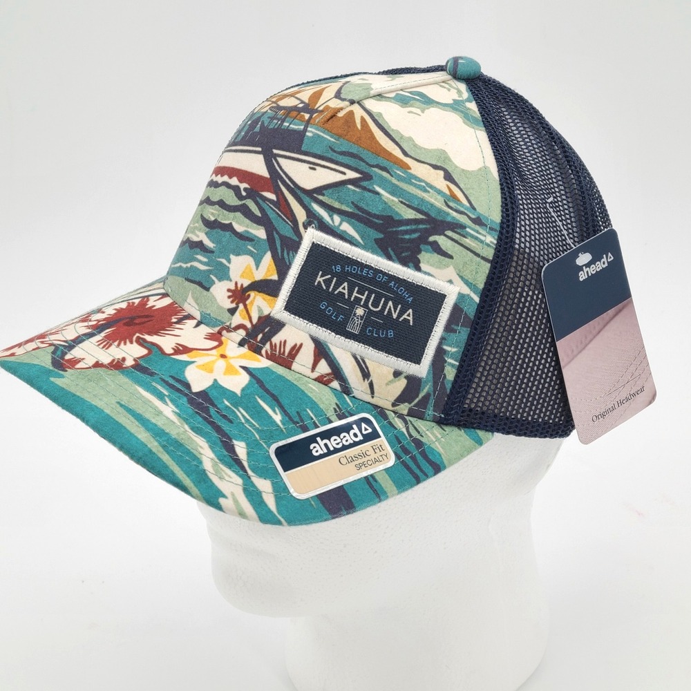 Ahead Golf Hat Cap Snapback Hawaiian Floral Meshback Kiahuna Golf Club Classic